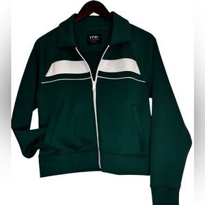 Abercrombie YPB Forest Green Zip-Front Track Jacket with White Panel 🥇
